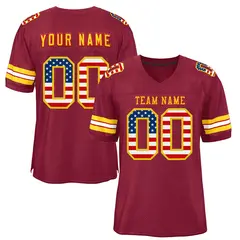 Burgundy Gold-Red Classic Style Authentic Football Jersey 1