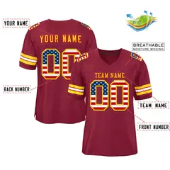 Burgundy Gold-Red Classic Style Authentic Football Jersey 2