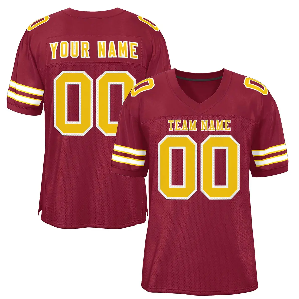 Burgundy Gold-White Classic Style Authentic Football Jersey