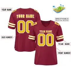 Burgundy Gold-White Classic Style Authentic Football Jersey 2