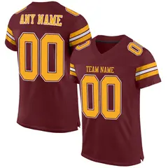 Burgundy Gold-White Classic Style Mesh Football Jersey 1