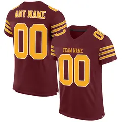 Burgundy Gold-White Classic Style Mesh Football Jersey 1