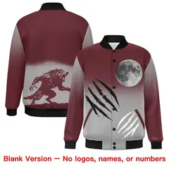 Burgundy Gray Black Halloween Skeleton Varsity Jacket Moisture-Wicking 8