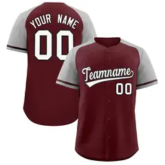 Burgundy Gray Raglan Sleeves Authentic Baseball Jersey 1