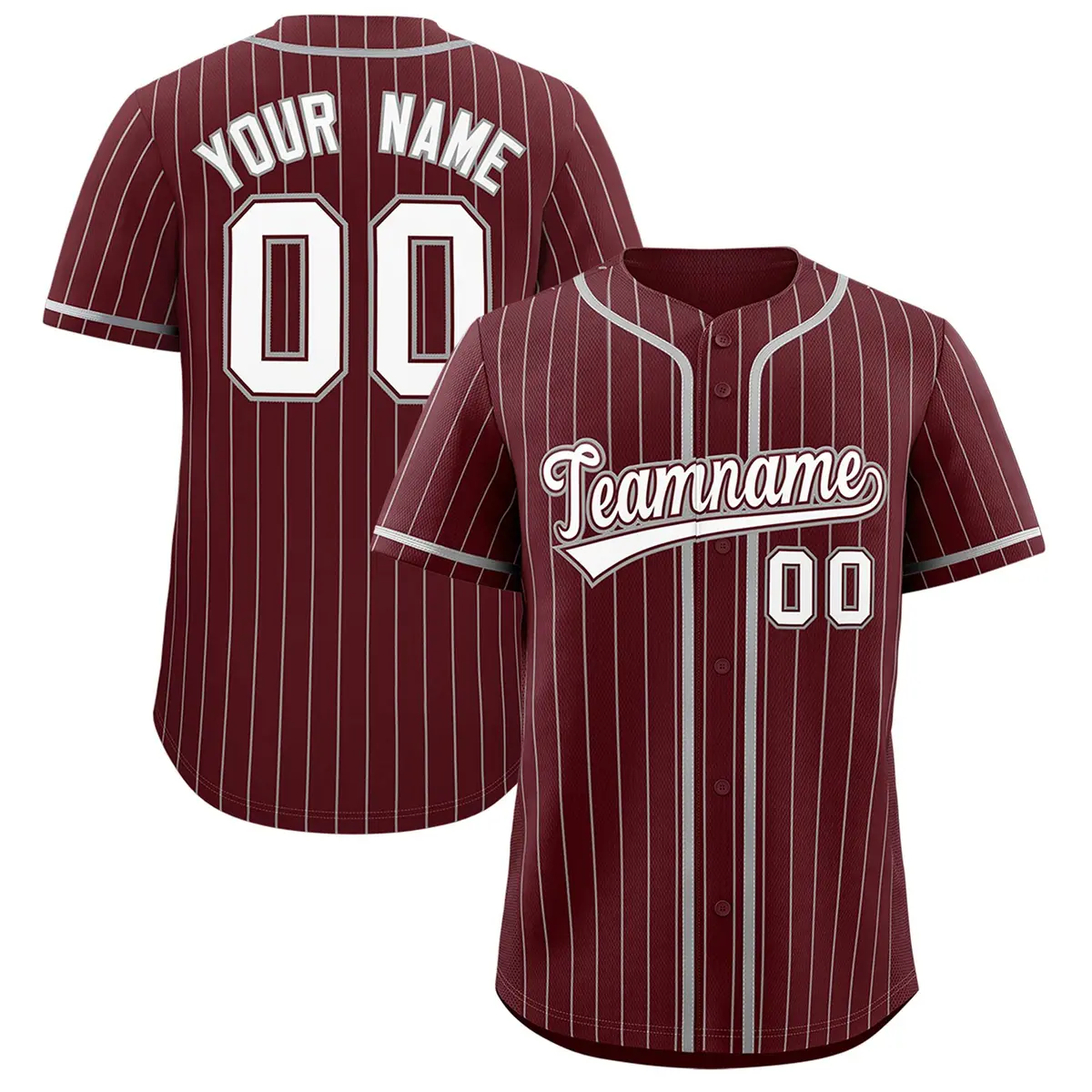 Burgundy Gray Stripe Authentic Fashion Baseball Jersey