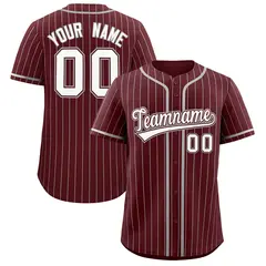 Burgundy Gray Stripe Authentic Fashion Baseball Jersey