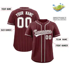 Burgundy Gray Stripe Authentic Fashion Baseball Jersey 2