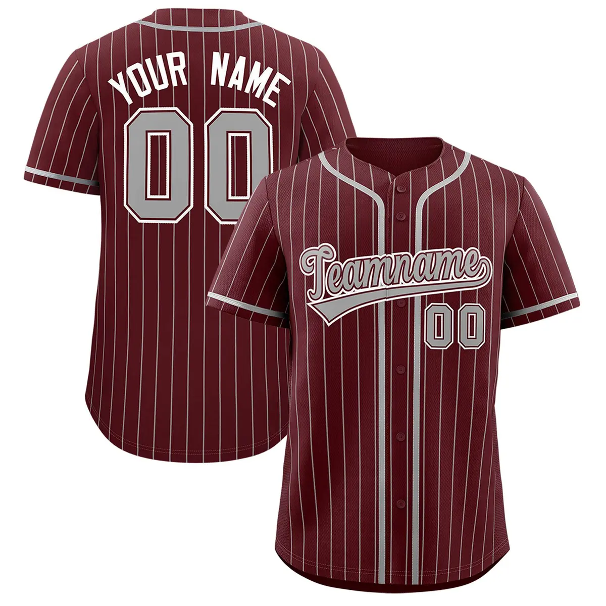 Burgundy Gray Stripe Authentic Fashion Baseball Jersey