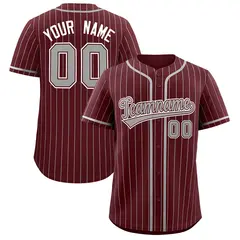 Burgundy Gray Stripe Authentic Fashion Baseball Jersey 1