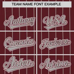 Burgundy Gray Stripe Authentic Fashion Baseball Jersey 3