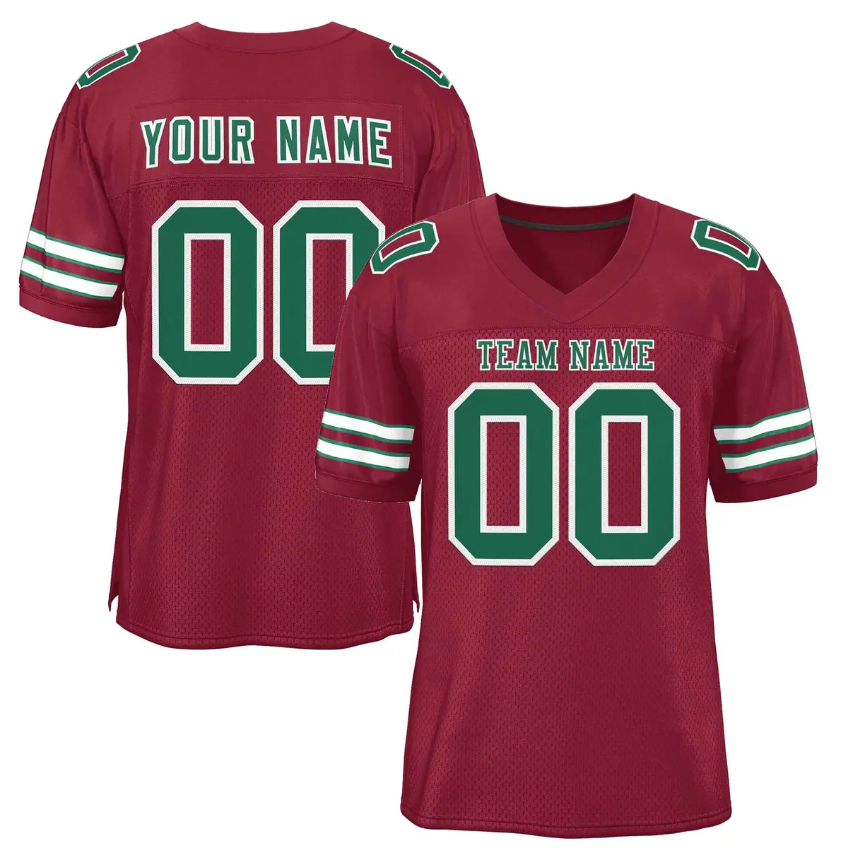 Burgundy Kelly Green-White Football Jersey