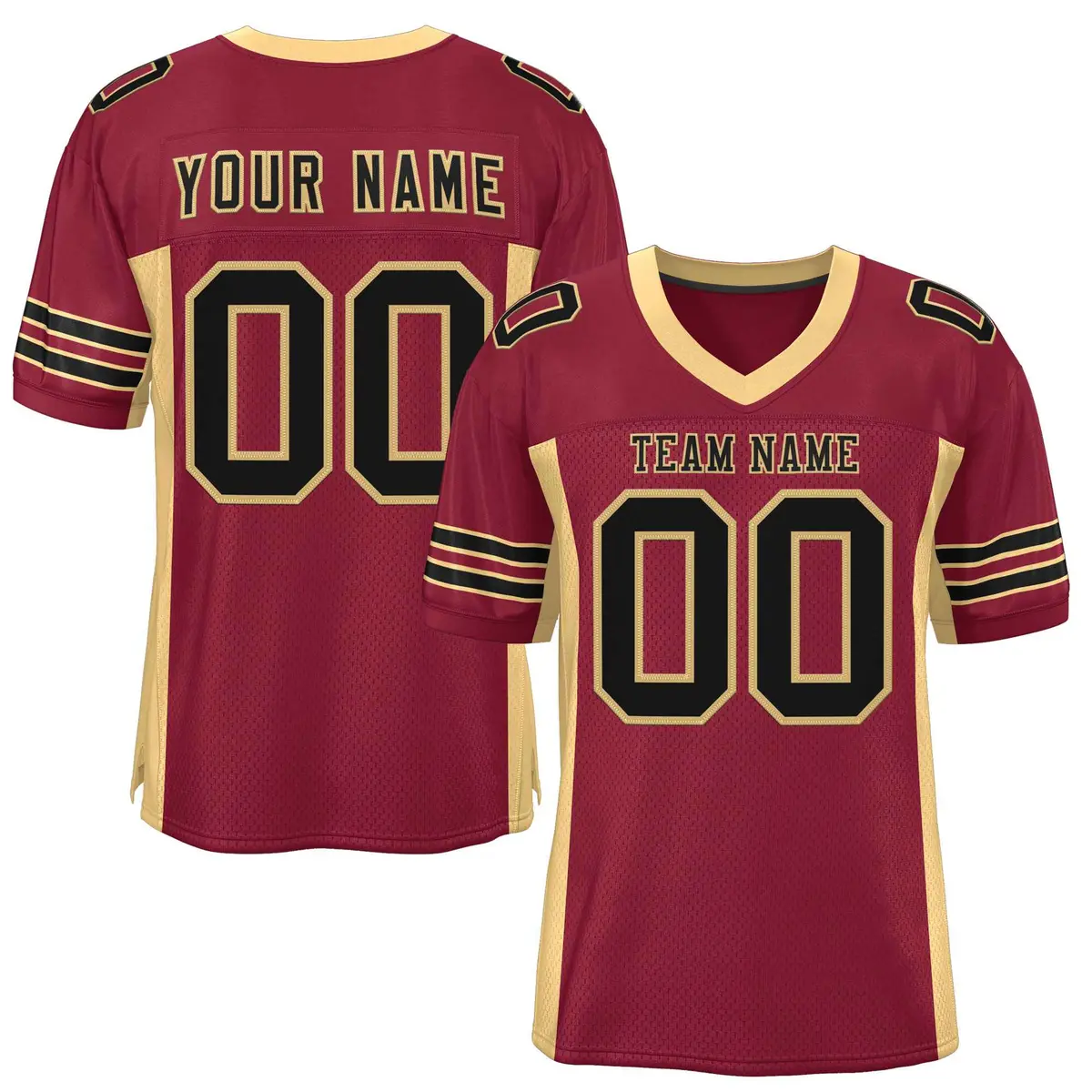 Burgundy Khaki Insert Color Mesh Authentic Football Jersey
