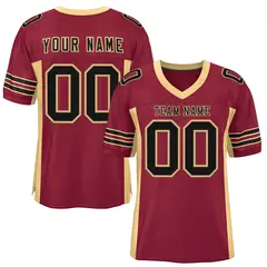 Burgundy Khaki Insert Color Mesh Authentic Football Jersey 1