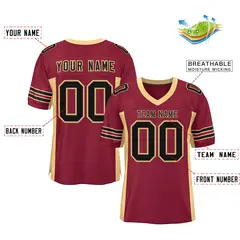 Burgundy Khaki Insert Color Mesh Authentic Football Jersey 2
