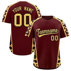 Burgundy Khaki Side Camo Baseball Jersey