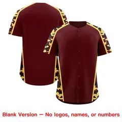 Burgundy Khaki Side Camo Baseball Jersey 7