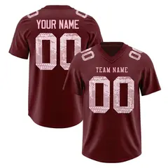 Burgundy Light Pink Sequin Lettering Football Jersey 1