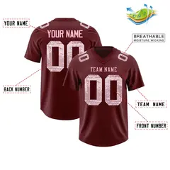 Burgundy Light Pink Sequin Lettering Football Jersey 2