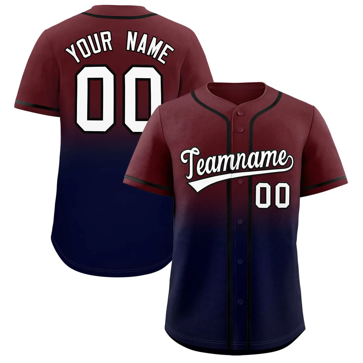 Burgundy Navy Gradient Authentic Fashion Baseball Jersey