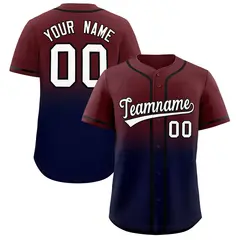 Burgundy Navy Gradient Authentic Fashion Baseball Jersey 1