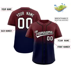 Burgundy Navy Gradient Authentic Fashion Baseball Jersey 2