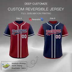 Burgundy Navy Reversible Raglan Baseball Jersey 2