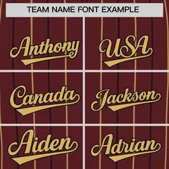 Burgundy Old Gold and Black Bi-Color Stripes Baseball Jersey 3