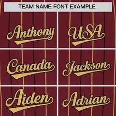 Burgundy Old Gold and Black Bi-Color Stripes Baseball Jersey 3