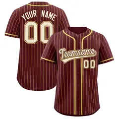 Burgundy Old Gold Stripe Fashion Authentic Baseball Jersey 1