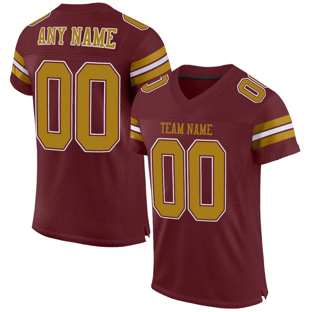 Burgundy Old Gold-White Classic Mesh Football Jersey