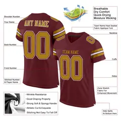 Burgundy Old Gold-White Classic Mesh Football Jersey 2