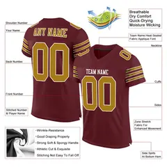 Burgundy Orange-White Mesh Football Jersey 2