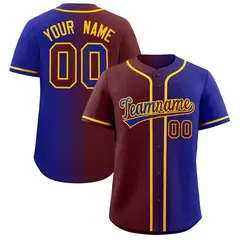 Burgundy Royal Two Tone Gradient Fashion Baseball Jersey