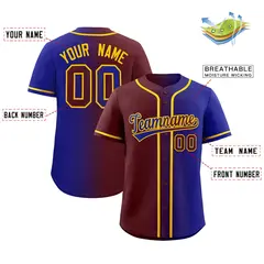 Burgundy Royal Two Tone Gradient Fashion Baseball Jersey 2