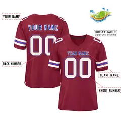 Burgundy Royal-White Classic Style Authentic Football Jersey 2
