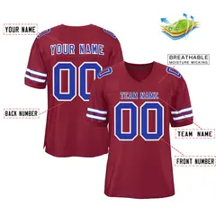 Burgundy Royal-White Classic Style Authentic Football Jersey 2