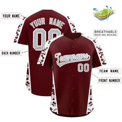 Burgundy Silver Side Camo Baseball Jersey 2
