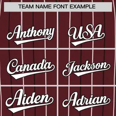 Burgundy White and Black Bi-Color Stripes Baseball Jersey 3