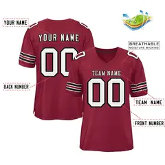 Burgundy White-Black Classic Authentic Football Jersey 2