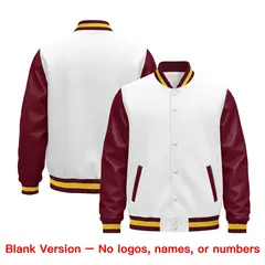 Burgundy White Crimson Gold Varsity Full-Snap Letterman Jacket Raglan Leather Sleeves 5