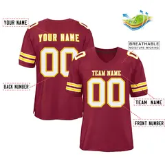Burgundy White-Gold Classic Authentic Football Jersey 2