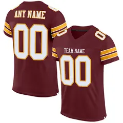 Burgundy White-Gold Classic Mesh Authentic Football Jersey 1