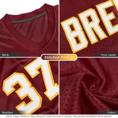 Burgundy White-Gold Classic Mesh Authentic Football Jersey 2