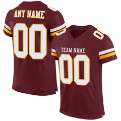 Burgundy White-Gold Classic Mesh Authentic Football Jersey 1