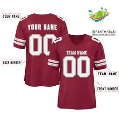 Burgundy White-Gray Classic Style Authentic Football Jersey 4