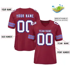 Burgundy White-Royal Classic Style Authentic Football Jersey 2