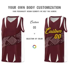 Burgundy White Snake Scale Venomous Fang Graffiti Basketball Jersey 3