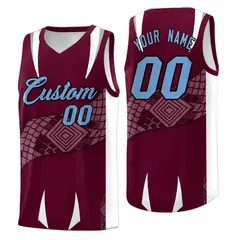Burgundy White Snake Scale Venomous Fang Graffiti Basketball Jersey 1