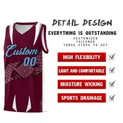 Burgundy White Snake Scale Venomous Fang Graffiti Basketball Jersey 2