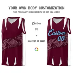 Burgundy White Snake Scale Venomous Fang Graffiti Basketball Jersey 3